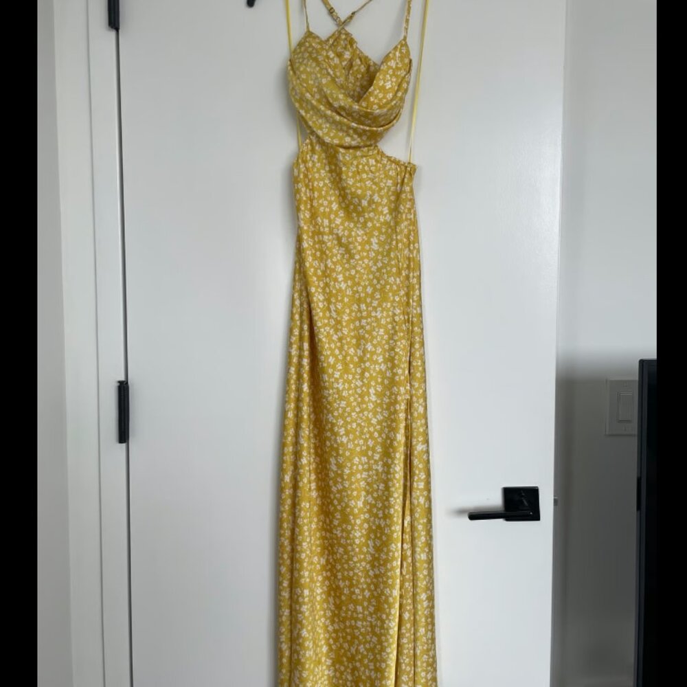 Vici Mable Yellow & White Floral Silk Dress Size Large